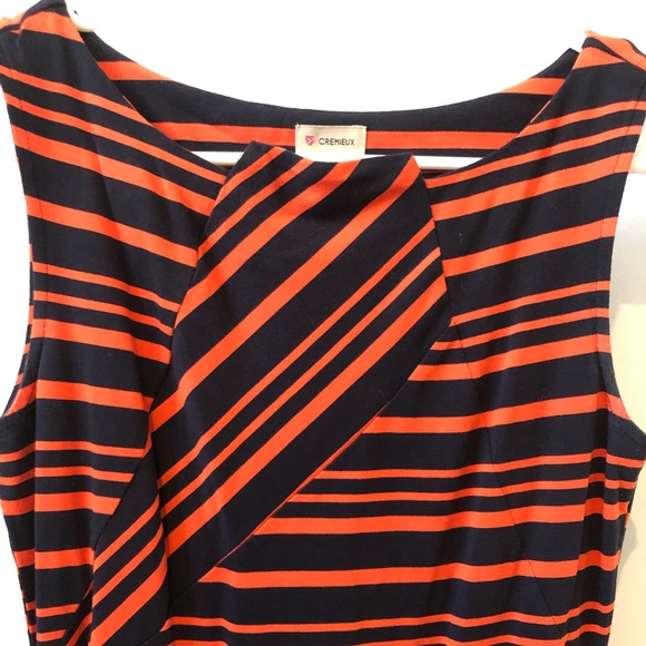 Cremieux Navy Orange Stripes Geometric ShIft Dress - Picture 2 of 3